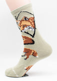 Fox Wildlife Novelty Socks Stone