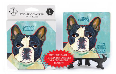 French Bulldog Black and White Dog Ursula Dodge Drink Coaster