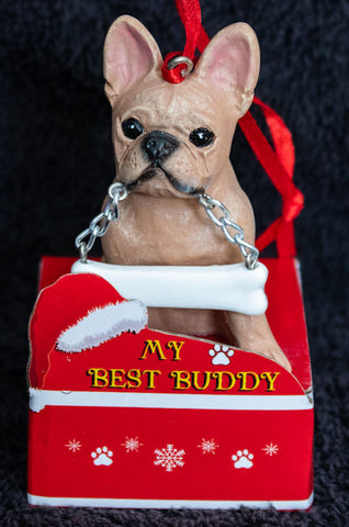 French Bulldog Statue Best Buddy Christmas Ornament
