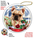 French Bulldog Cream Howliday Dog Christmas Ornament