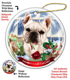 French Bulldog White Howliday Dog Christmas Ornament
