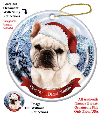 French Bulldog White Howliday Dog Christmas Ornament