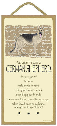German Shepherd Advice Wood Dog Sign