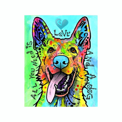 German Shepherd All You Need Is Love And A Dog Dean Russo Vinyl Dog Car Sticker