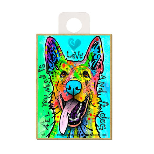 German Shepherd All You Need Is Love Dean Russo Wood Dog Magnet