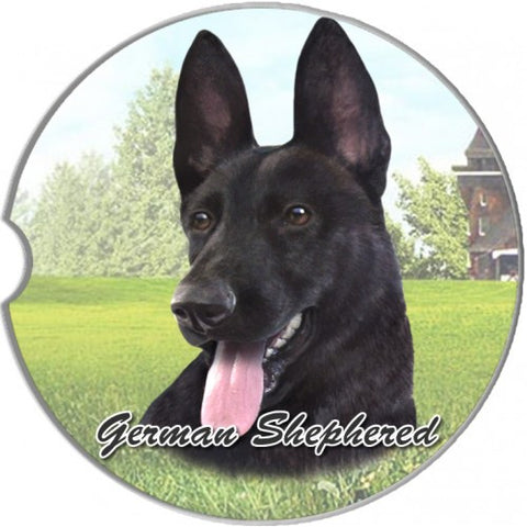 German Shepherd Black Sandstone Absorbent Dog Breed Car Coaster