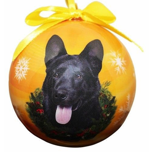 German Shepherd Black Shatterproof Dog Breed Christmas Ornament