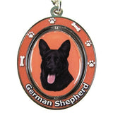 German Shepherd Black Dog Spinning Keychain