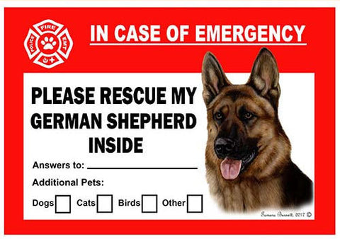 German Shepherd Dog Emergency Window Cling