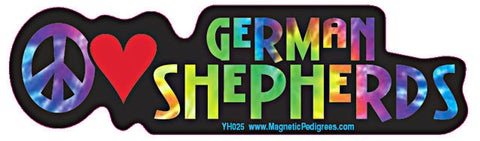Peace Love German Shepherd Yippie Hippie Dog Car Sticker