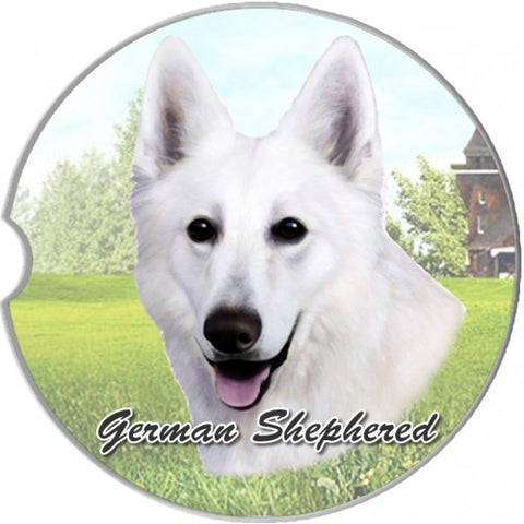German Shepherd White Sandstone Absorbent Dog Breed Car Coaster