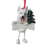Dangling Leg German Shepherd White Dog Christmas Ornament