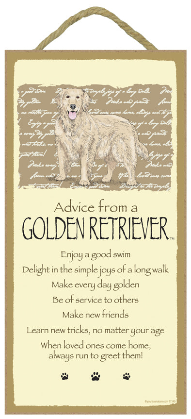 Golden Retriever Advice Wood Dog Sign