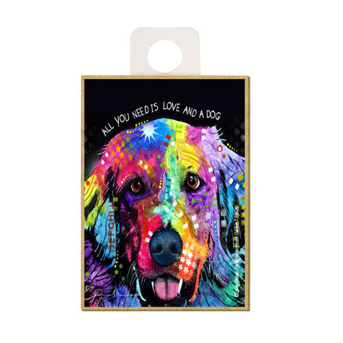 Golden Retriever All You Need Is Love And A Dog Dean Russo Wood Dog Magnet