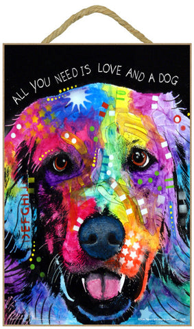 Golden Retriever All You Need Is Love And A Dog Dean Russo Wood Dog Sign
