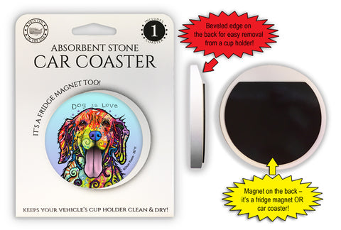 Golden Retriever Dean Russo Magnetic Car Coaster