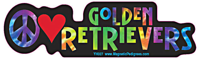Peace Love Golden Retriever Yippie Hippie Dog Car Sticker