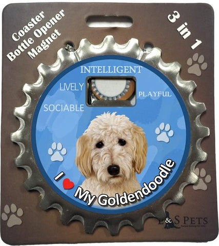 Goldendoodle Dog Bottle Ninja Stainless Steel Opener Magnet