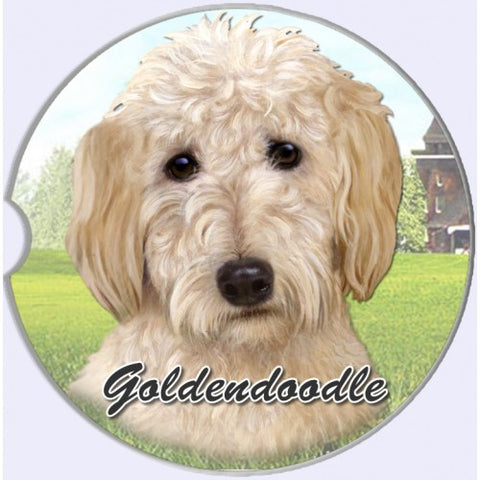 Goldendoodle Sandstone Absorbent Dog Breed Car Coaster