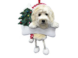 Dangling Leg Goldendoodle Dog Christmas Ornament