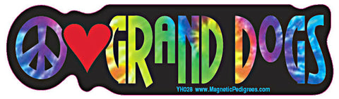 Peace Love Grand Dog Yippie Hippie Dog Car Sticker