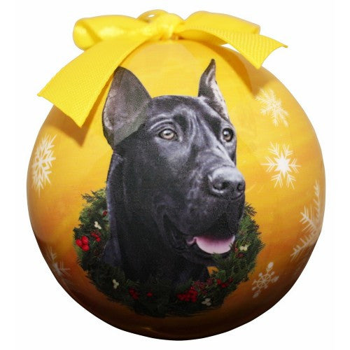 Great Dane Black Shatterproof Dog Breed Christmas Ornament