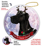 Great Dane Black Uncropped Howliday Dog Christmas Ornament