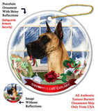 Great Dane Fawn Cropped Howliday Dog Christmas Ornament