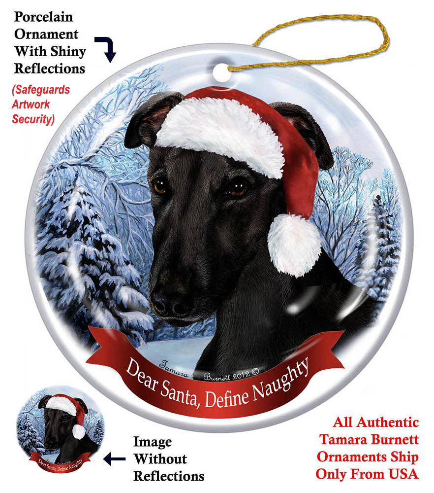 Greyhound Black Howliday Dog Christmas Ornament