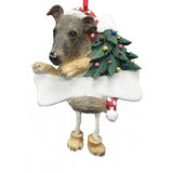 Dangling Leg Greyhound Brindle Dog Christmas Ornament