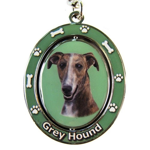 Greyhound Brindle Dog Spinning Keychain