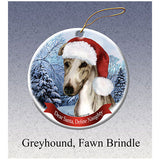 Greyhound Fawn Brindle Howliday Dog Christmas Ornament