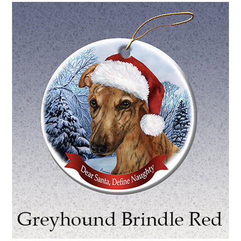 Greyhound Red Brindle Howliday Dog Christmas Ornament
