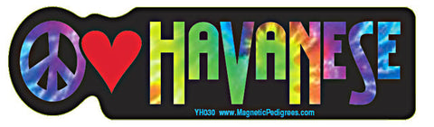 Peace Love Havanese Yippie Hippie Dog Car Sticker