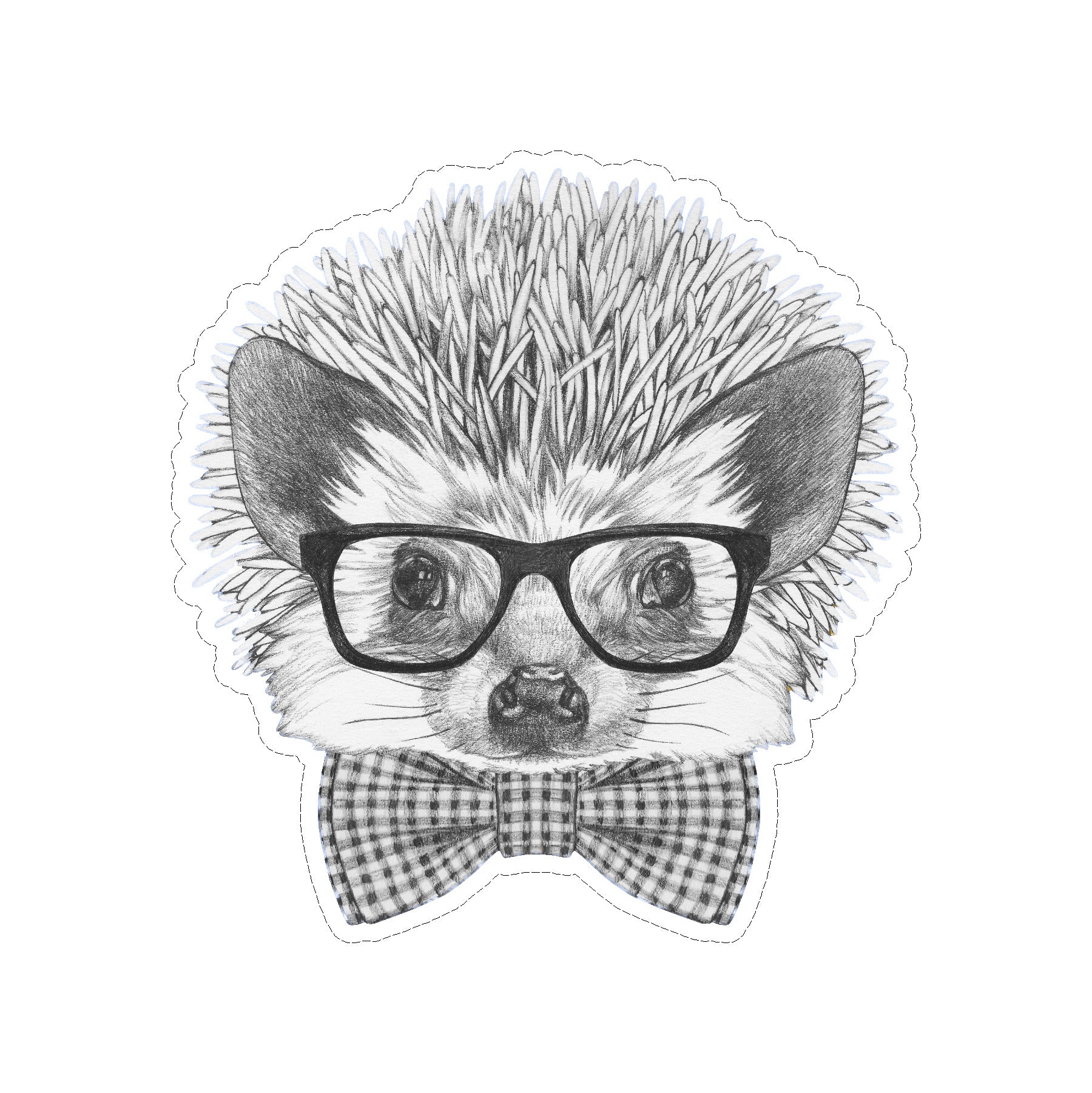 Hedgehog with Glasses and Bowtie Vinyl Car Sticker
