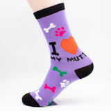 I Love My Mutt Socks Dog Breed Foozy Novelty Socks