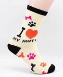I Love My Mutt Socks Dog Breed Foozy Novelty Socks