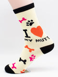 I Love My Mutt Socks Dog Breed Foozy Novelty Socks