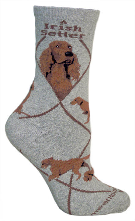Irish Setter Dog Breed Novelty Socks Gray