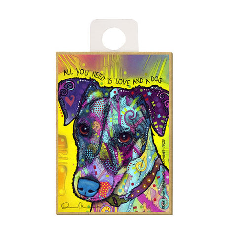 Jack Russell All You Need Is Love And A Dog Dean Russo Wood Dog Magnet