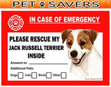 Jack Russell Emergency Window Cling