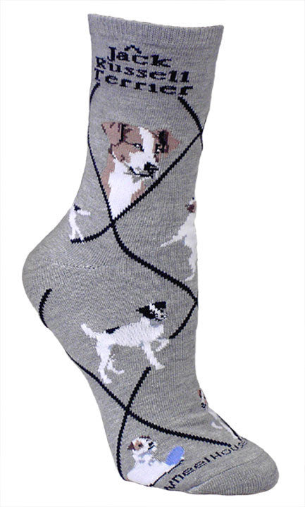 Jack Russell Terrier Dog Breed Novelty Socks Gray