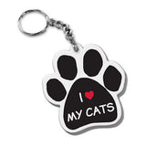 Dog Paw Keychain I Heart Love My Cats FOB Keyring