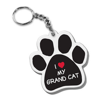 Dog Paw Keychain I Heart Love Grand Cat FOB Keyring
