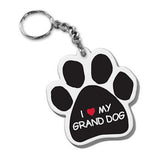 Dog Paw Keychain I Heart Love Grand Dog FOB Keyring