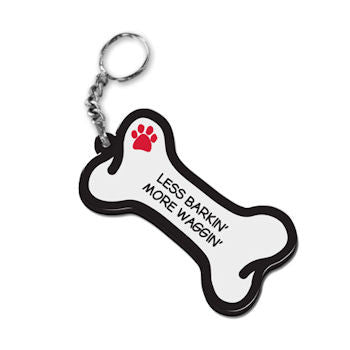 Dog Bone Key Chain Less Barkin' More Waggin' FOB Key Ring