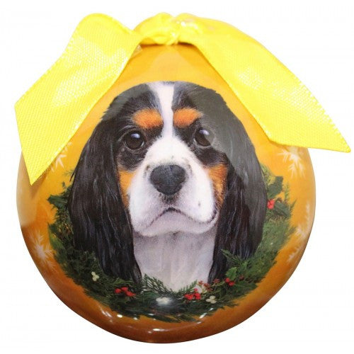Cavalier King Charles Spaniel Tri Color Shatterproof Dog Christmas Ornament