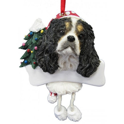 Dangling Leg Cavalier King Charles Spaniel Tri Color Dog Christmas Ornament