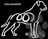 K Lines Bullmastiff Dog Car Window Decal Tattoo