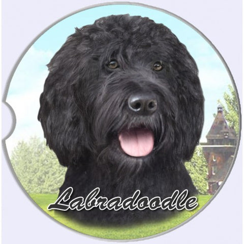 Labradoodle Black Sandstone Absorbent Dog Breed Car Coaster